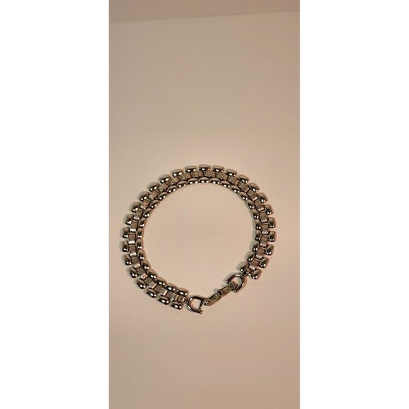 Monet Panther Link Chain Bracelet Silver Tone 7.5 Inch Vintage Signed - Picture 1 of 7